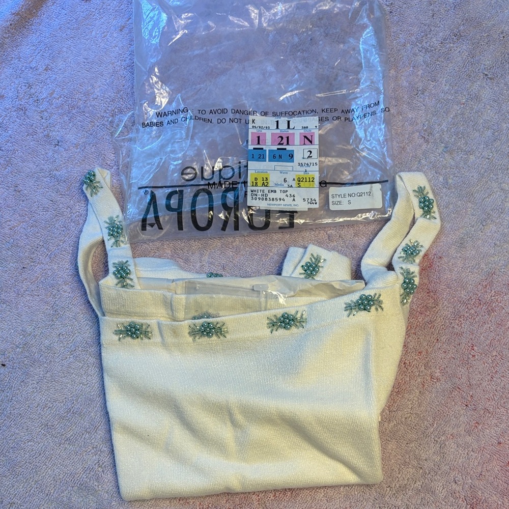 Newport News White Beaded  Tank Top